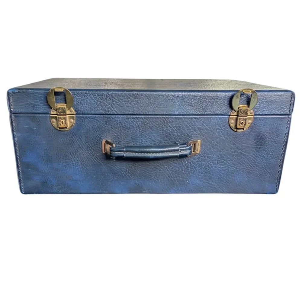 Vintage Blue Faux Leather Briefcase